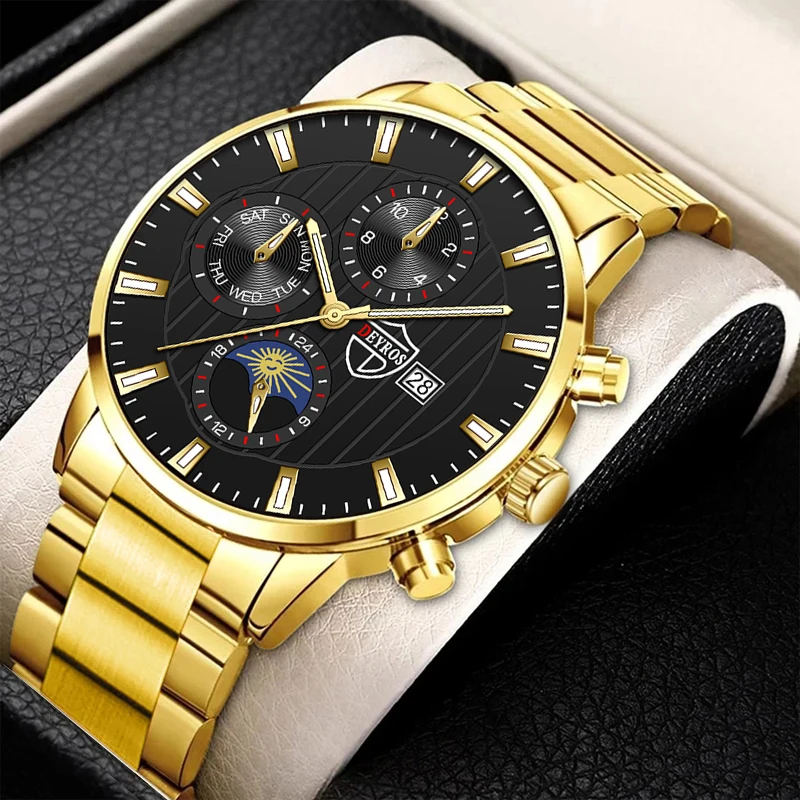 

reloj hombre Fashion Men Stainless Steel Watch Luxury Calendar Quartz Wristwatch Business Watches Man Clock relogio masculino