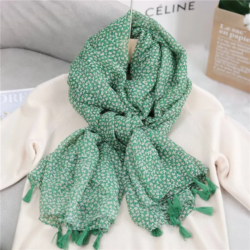

2022 New Spain Summer Women Scarf Bohemia Printed Beach Hijab Shawls and Wraps Female Foulard Long Tassel Pashmina Bandana Stole