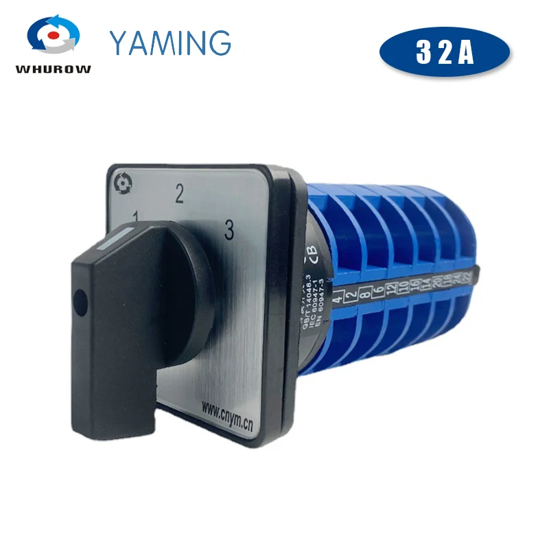 

LW26-32 Electric 3 positions Silver contact 32A 660V 6 poles Control Rotary Changeover Cam Switch YMW26-32/6