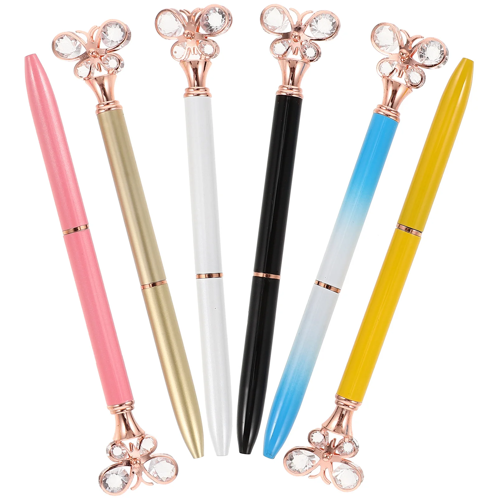 

6 шт. офисные канцелярские ручки, креативная металлическая ручка со стразами, стильная шариковая ручка, офисные канцелярские принадлежности (фиолетовый, серебряный, милый
