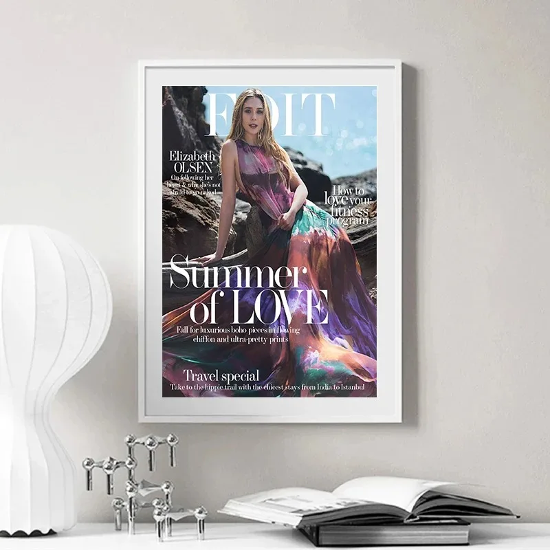 Плакат Элизабет Олсен на холсте современный стиль водостойкая картина