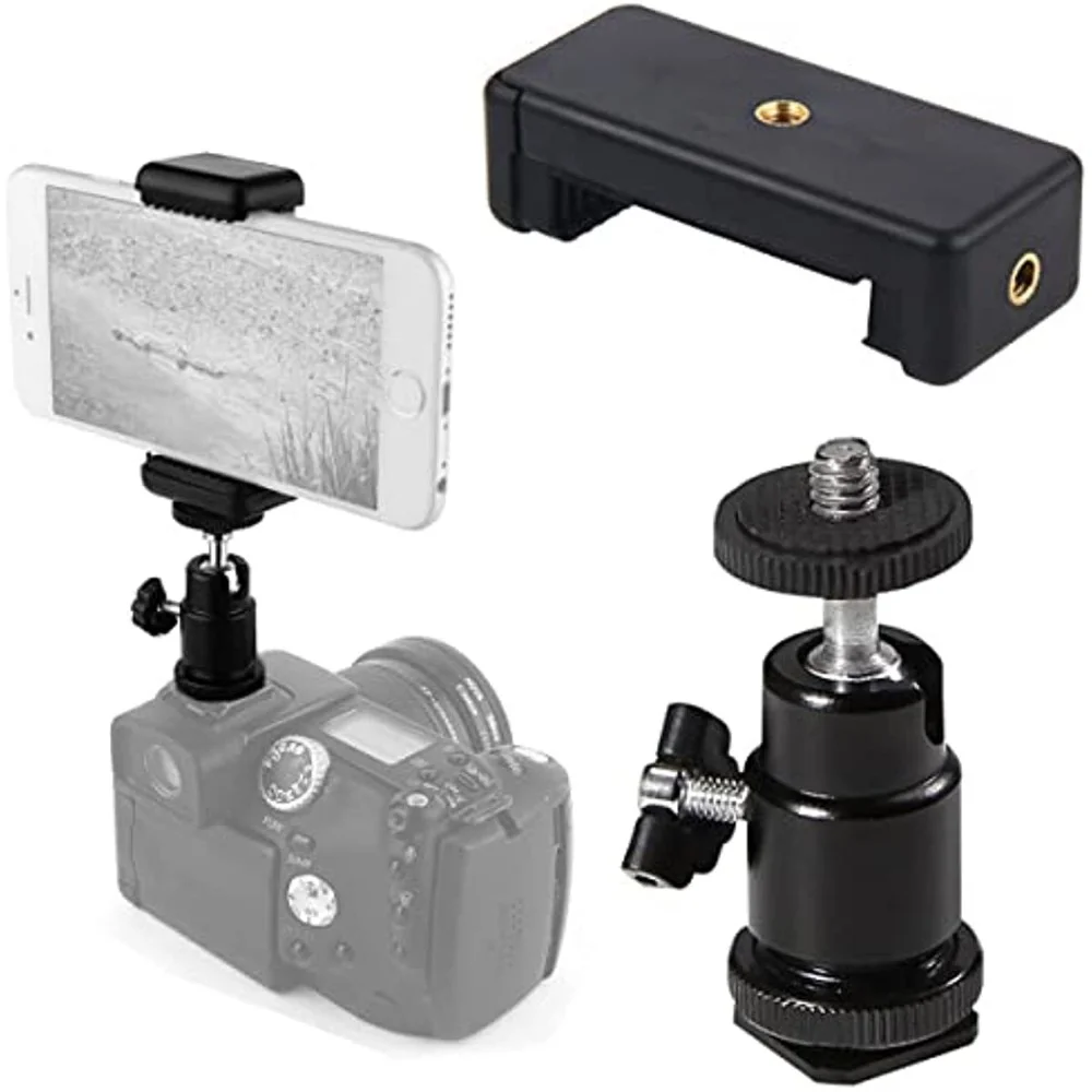 

Universal Moblie Phone Clip Bracket Holder Mount 1/4 Screw Hot Shoe Phone Clip Tripod Monopod Stand for iPhone Samsung Vlogging