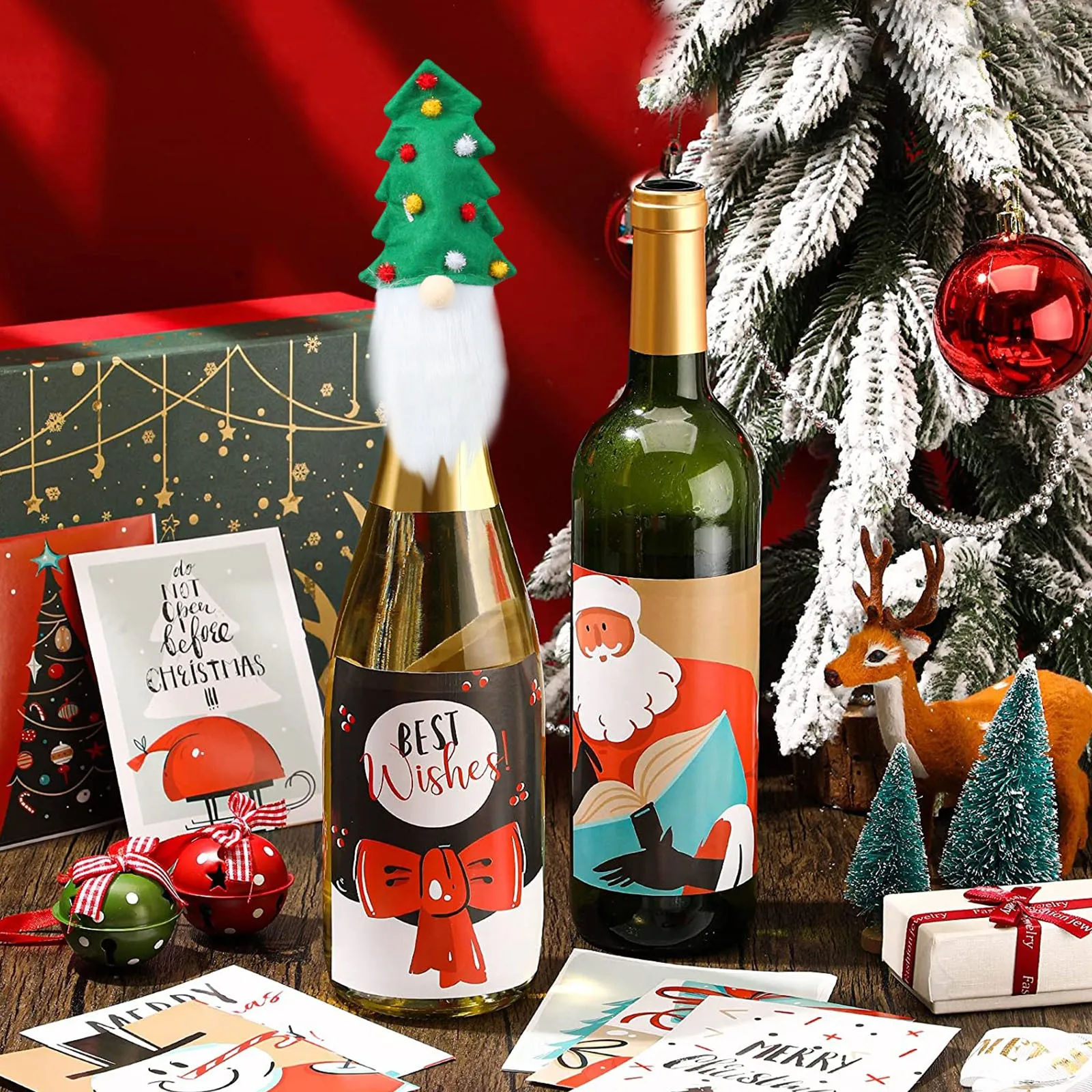 

Travel Liquor Christmas Decoration Doll Wine Bottle Cap Dress Up Champagne Bag Red Wine Bottle Set