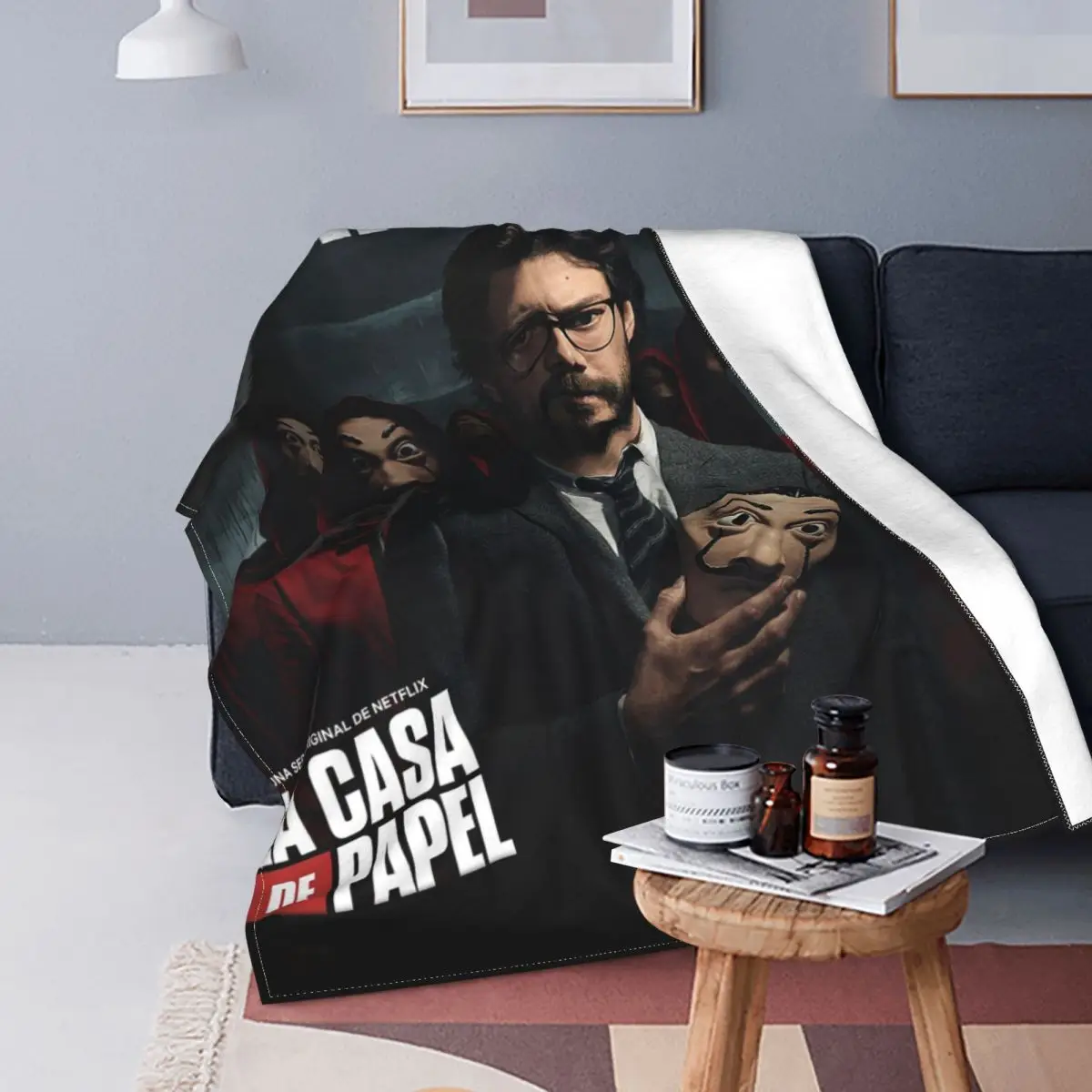 

La Casa De Papel Plush Blanket Money Heist Professor Vintage Throw Blankets for Sofa Bedding Lounge 125*100cm