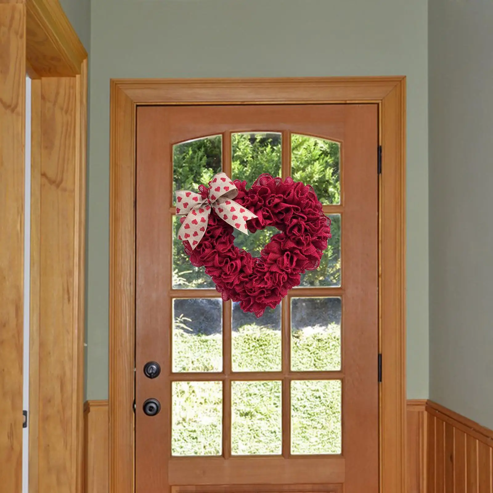 

15.75inch Valentines Wreath Door Hanging Heart Shaped Wreath Window Pendant for Mantel Wedding Gift Anniversary Porch Decoration