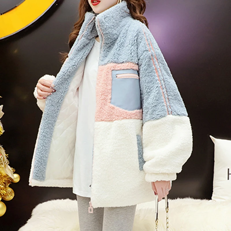 Winter Hairy Jacket Women Warm Loose Coats All Match Fur Wool Japan Cute Thick Ladies Clothes Fluffy Oversized Coat Long Sleeve