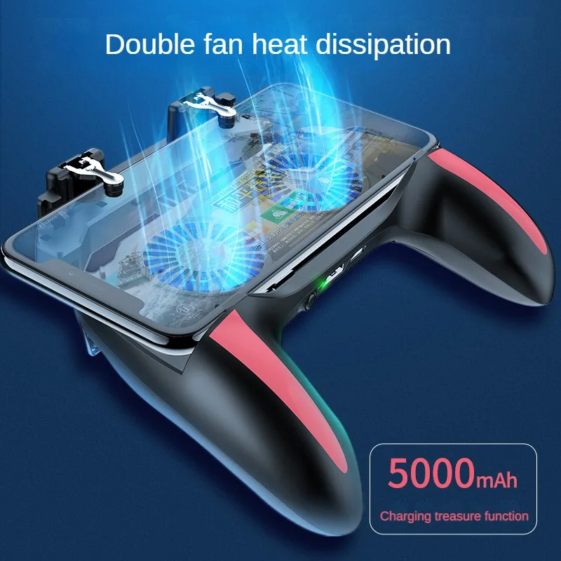 

M11 Six Finger PUBG Game Controller Gamepad Trigger Shooting Free Fire Cooling Fan Gamepad Joystick For IOS Android Mobile Phone