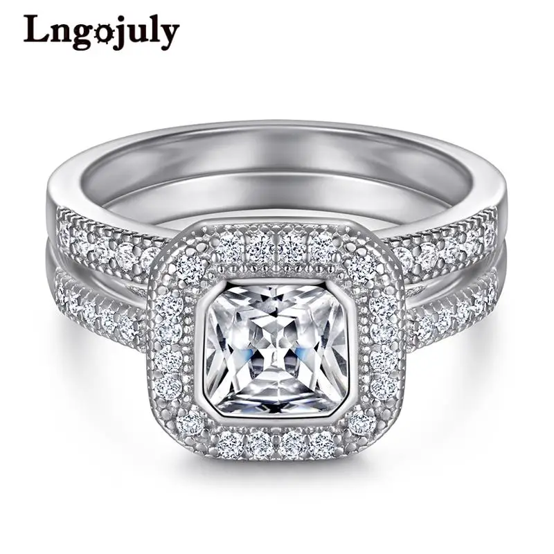 

Fine Jewelry 100% 925 Sterling Silver Women's Ring Luxury CZ Rings For Women Bride Wedding Party Silver 925 Jewelry Gifts