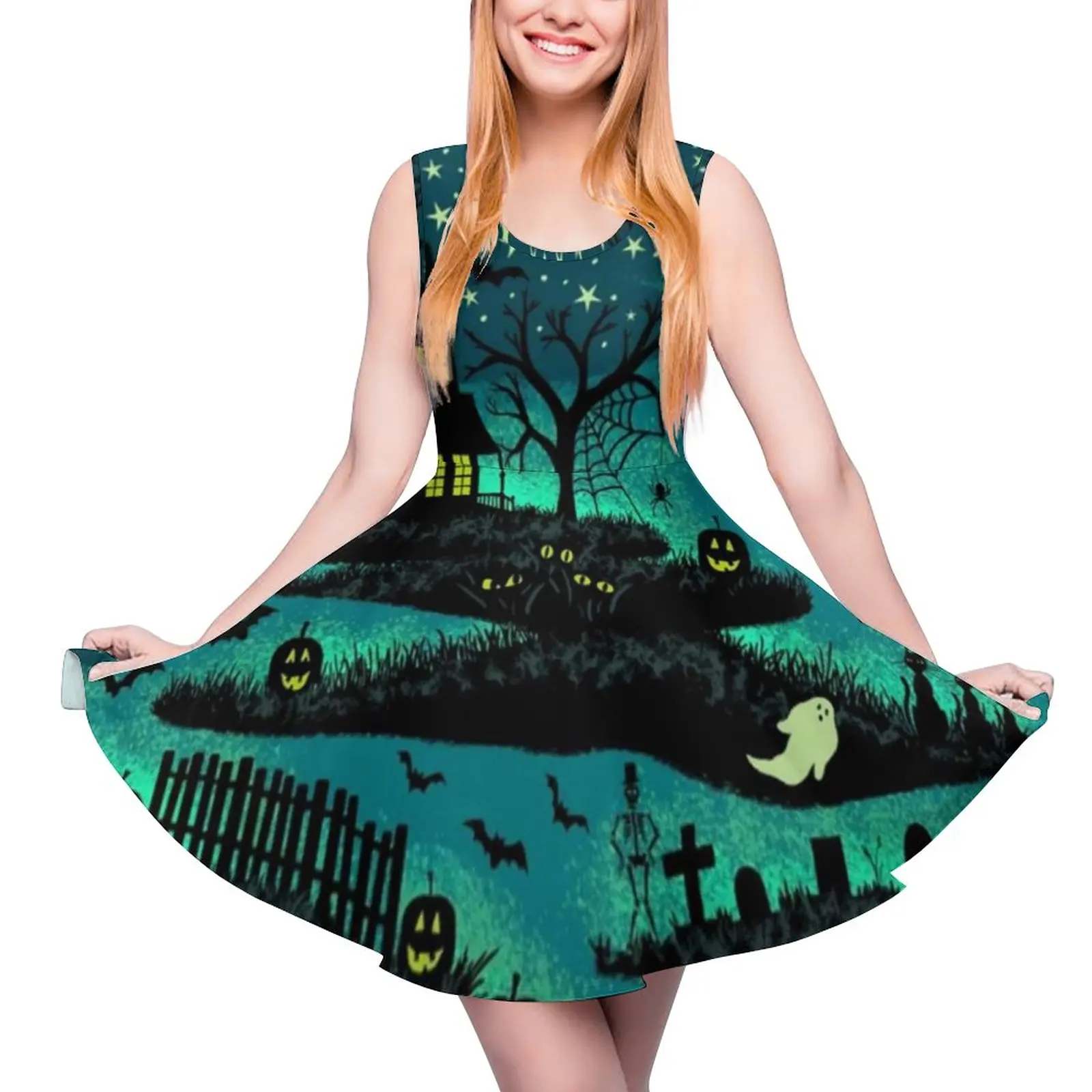 

Женское платье для скейтбординга, черное платье в стиле «Хэллоуин»