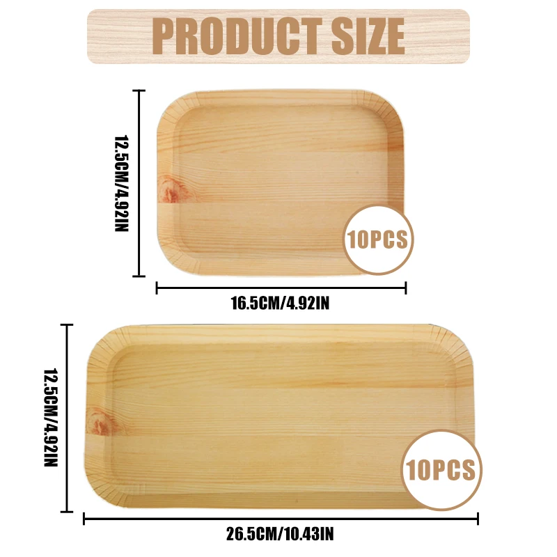 Десерты Одноразовые тарелки Овощные тарелки Деревянная бумага Блюдо для торта Одноразовая посуда Одноразовый праздничный поднос для бумаги Посуда