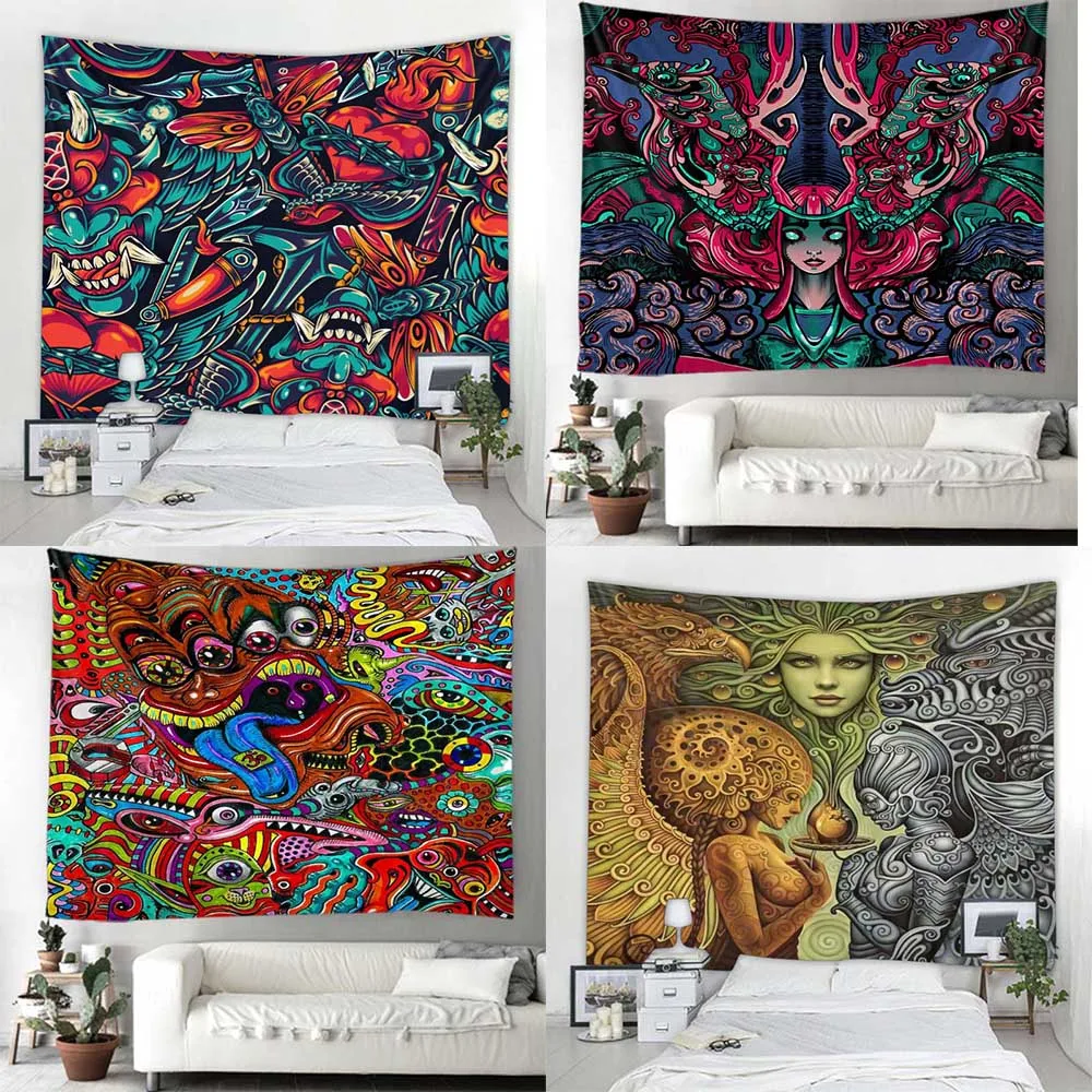 

Customizable Tapestry Dazzling Visual Art Aesthetics Wall Hanging Psychedelic Hippie Living Room Bedroom Dorm Wall Decor