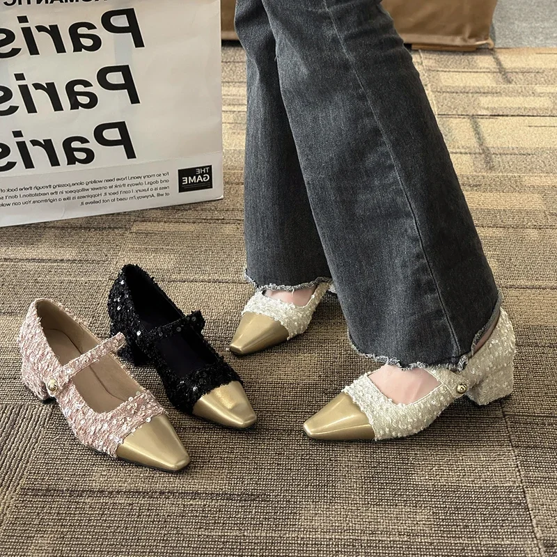 Женские туфли-лодочки на толстом каблуке демисезонные