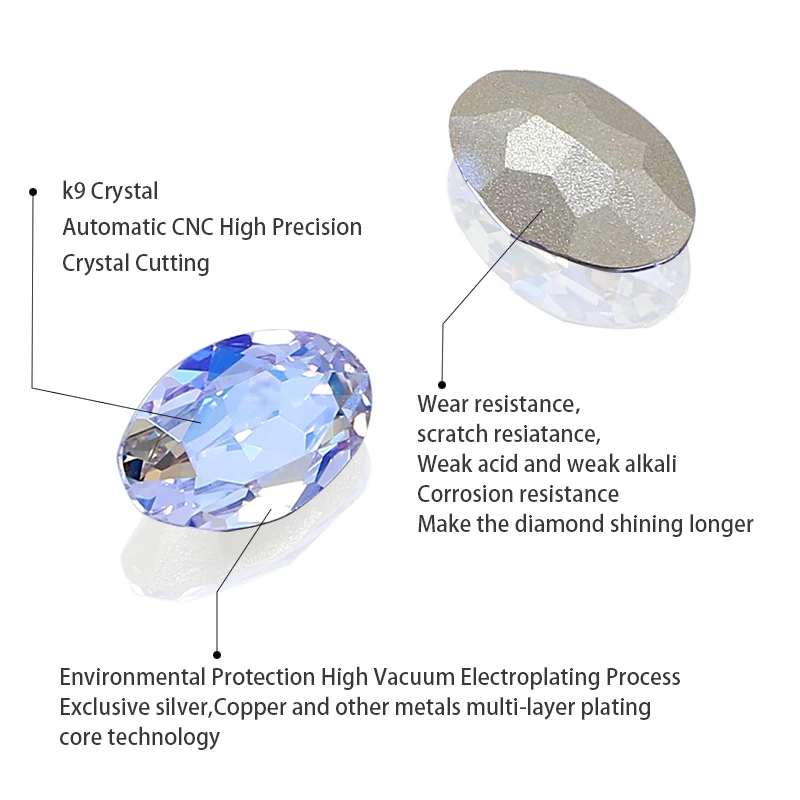 Блестящие стеклянные бусины для дизайна ногтей 12x8 мм
