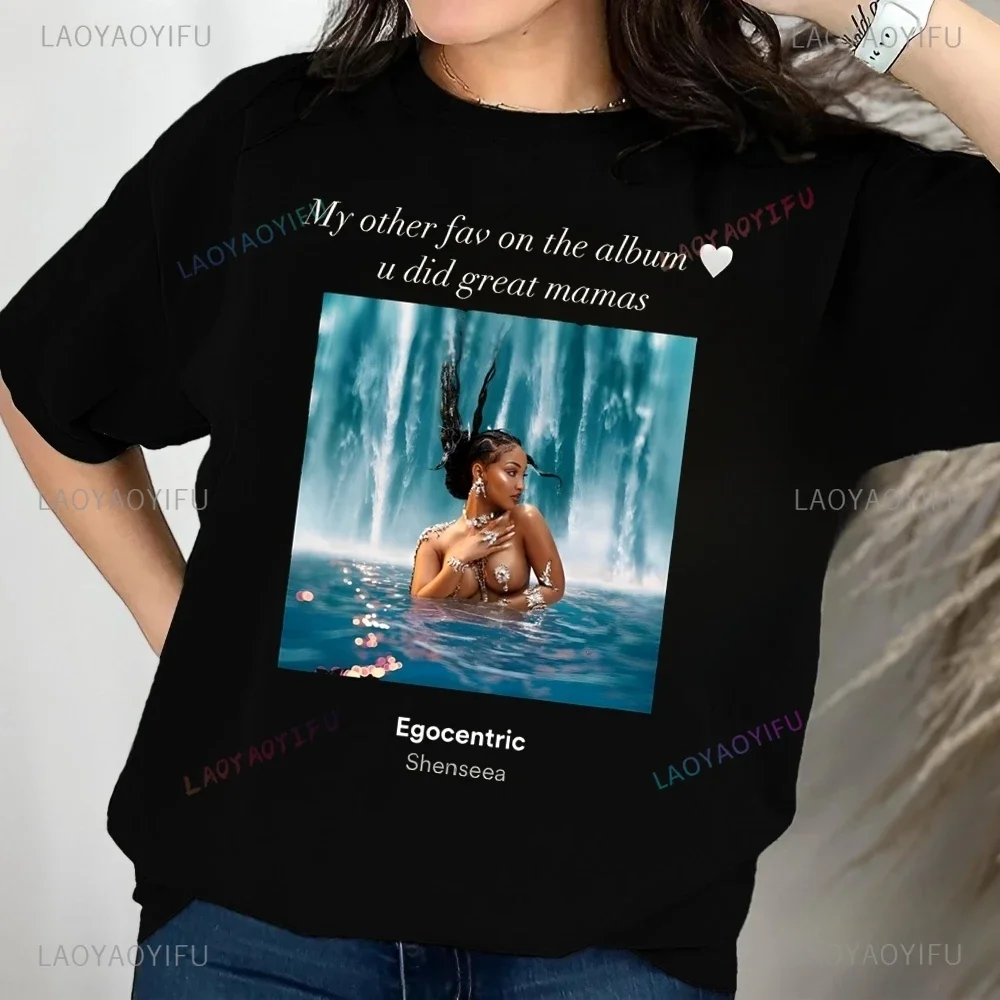 Уличная футболка с принтом Shenseea топ унисекс трендовая рубашка короткими