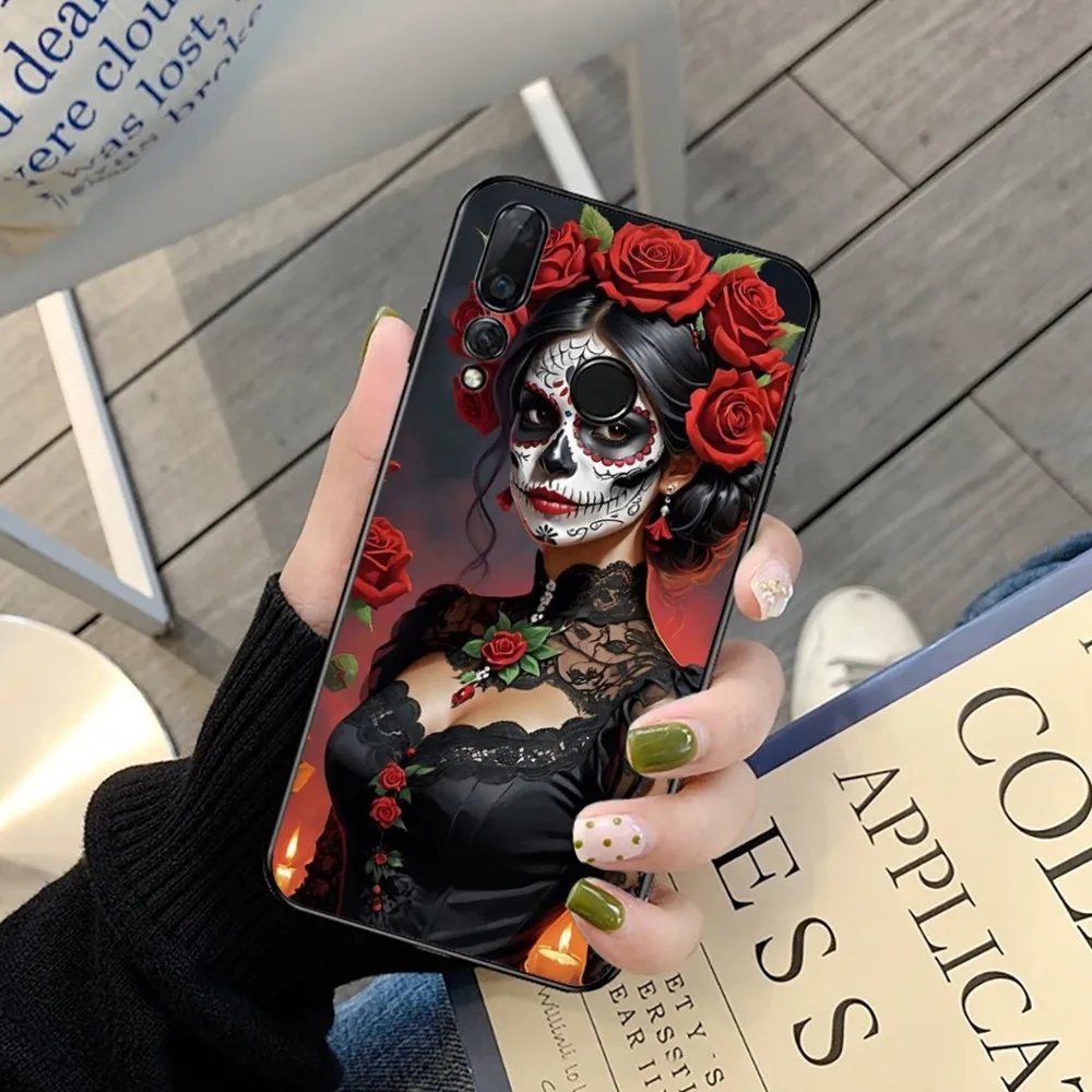 Чехол для телефона Catrina Beautiful Rose Girl с черепом Huawei Y9 6 7 5 Prime Enjoy 7s 8 Plus 7a 9e 9plus 8E Lite Psmart