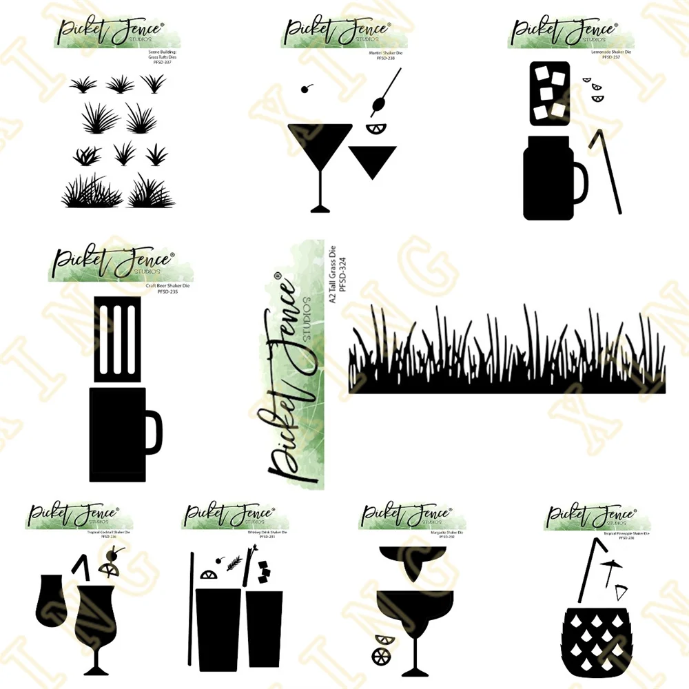 

Whiskey Drink Shaker Tall Grass New Metal Cutting Dies Scrapbook Diary Decoration Stencil Embossing Template DIY Greeting Card