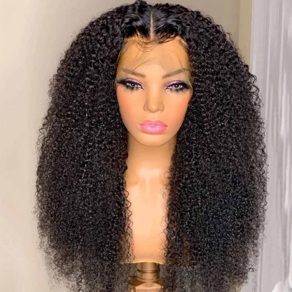 

250% 13x4 Afro Kinky Curly Lace Front Wigs Pre Plucked Brazilian Remy 13X1 T Part Transparent Wigs Women Female 4x4 Closure Wig