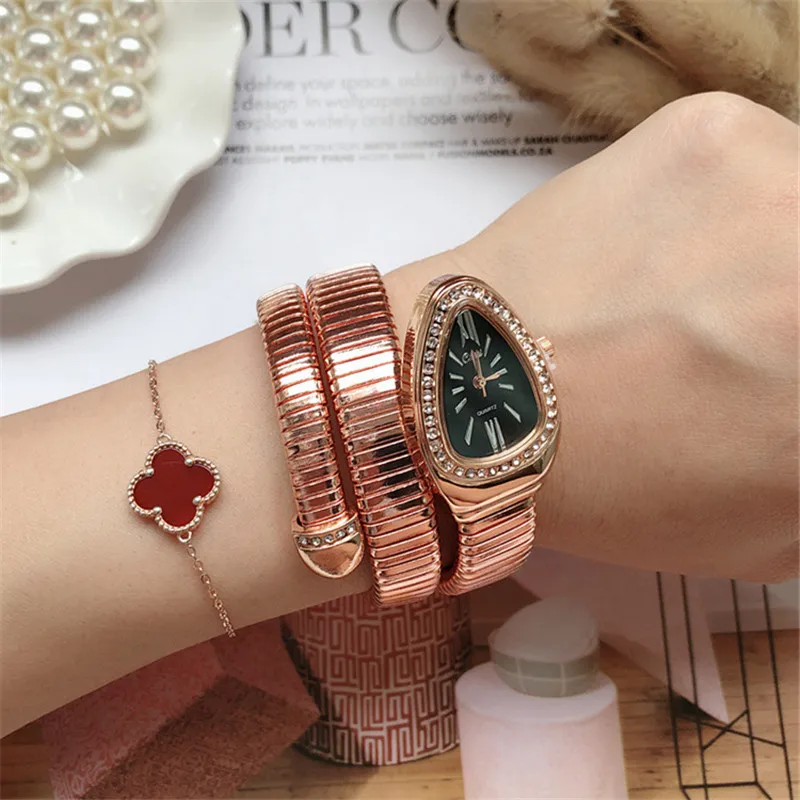 

Personalized Creative Snake Watches for Women Softer Thinner Infinity Adjustable Bangle Watch Summer Icons Crystals Wrist watch