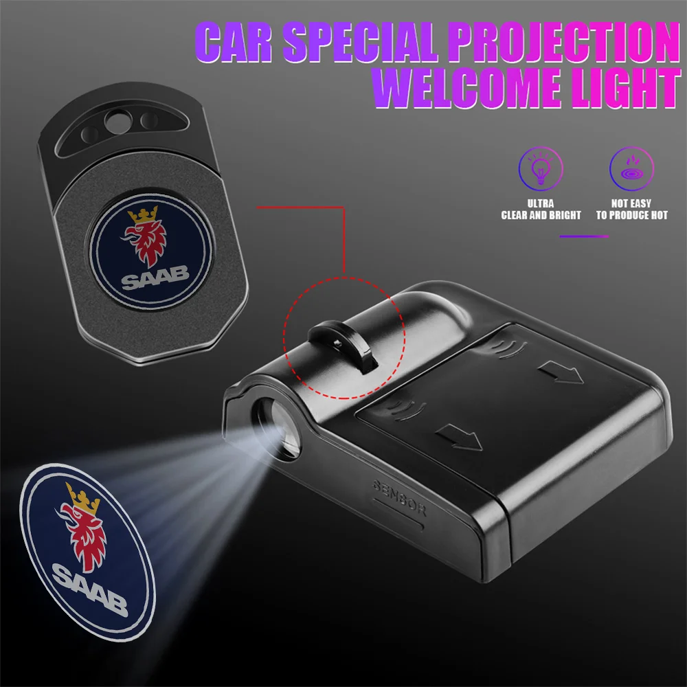 

3D Car Door Decoration Led HD Projector Lamp Wireless Welcome Lights For Saab 93X 95X 900 9-7 600 99 92 9-3 9-5 GT750 9-X