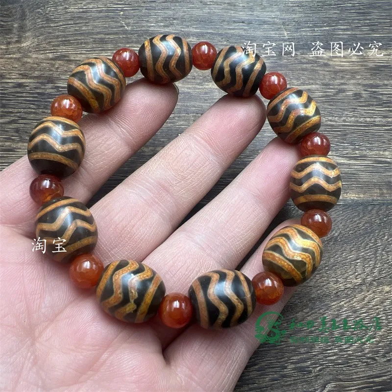 Тибетский этнический желтый браслет с изображением старого агата и нефрита