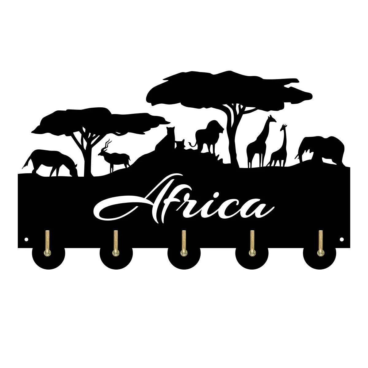 

African Animals Household Decor Wooden Wall Hooks Wall Hanger Coat Rack Keys Bags Clothes Multi-Purpose Keys