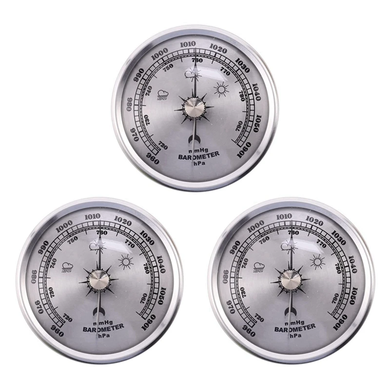 

3X For Home Pressure Gauge Weather Station Metal Wall Hanging Barometer Atmospheric Multifunction Thermometer Hygrometer