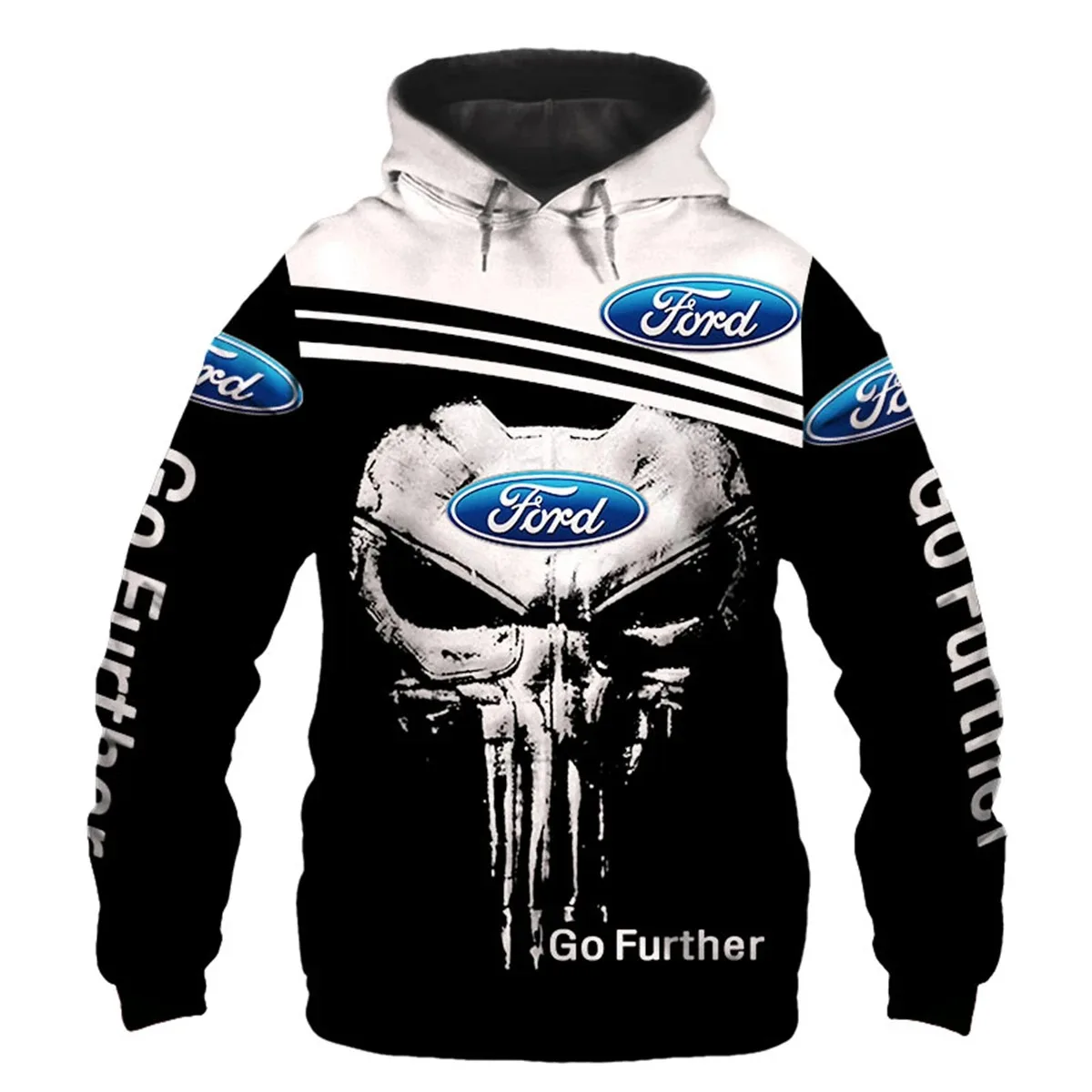 

2023 new men's Ford car logo 3d printing zippered hoodie men's and women's Harajuku pullover racing jacket