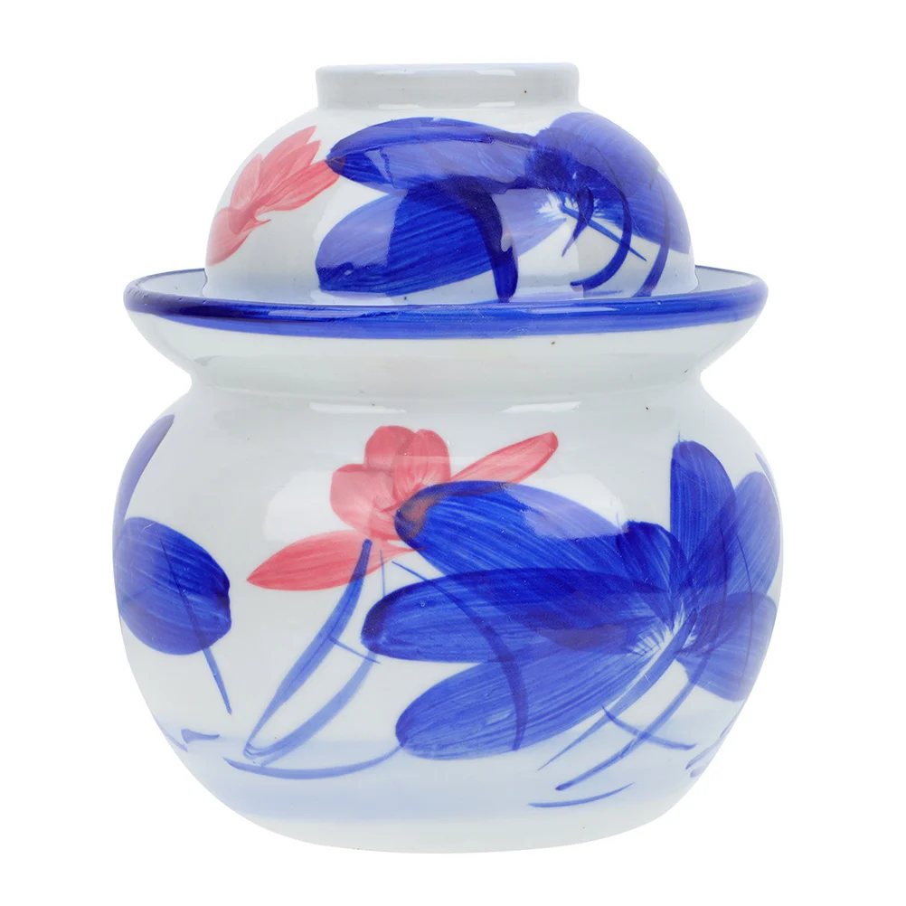 

Chinese Ceramic Fermenting Jar Crock Traditional Pickling Pot with Water Seal Airlock Lid for Healthy Kimchi Sauerkraut Pickles