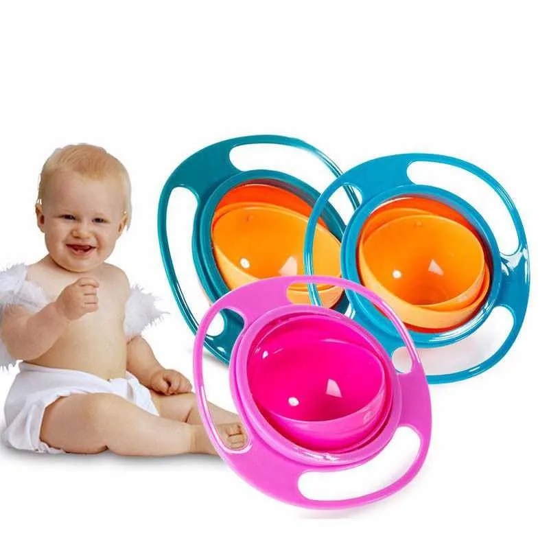 Universal Gyro Bowl Practical Design Children Rotary Balance Novelty Umbrella 360 Rotate Spill-Proof Solid Feeding Dishes