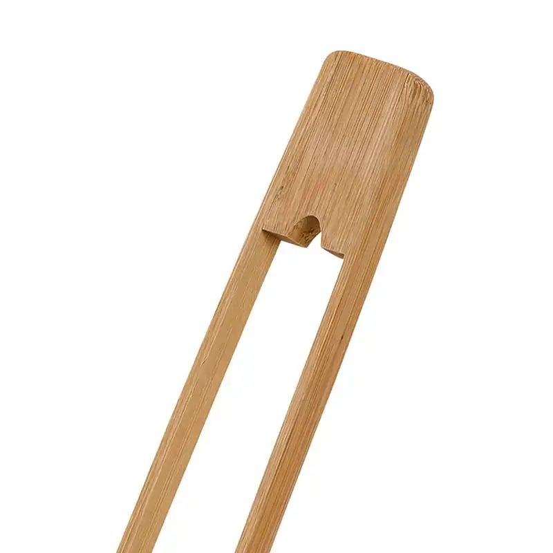 

Burnished 11-In Bamboo Tongs with Serrated Teeth - Durable and Stylish Cooking Tool for Home Kitchen and Outdoor Grilling.