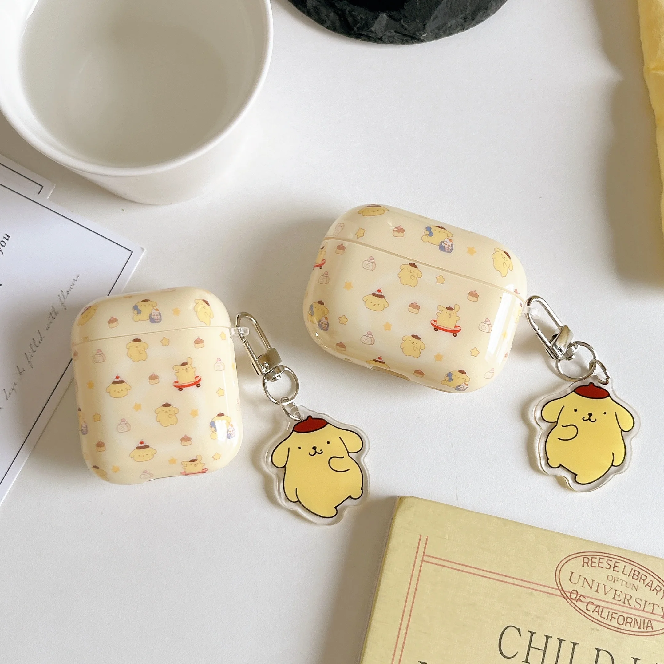 Фото Милый мультяшный чехол для наушников Pom Pom Purin для AirPods 4/1/2/3/Pro2/Pro3, противоударный защитный чехол для женщин и девочек №2