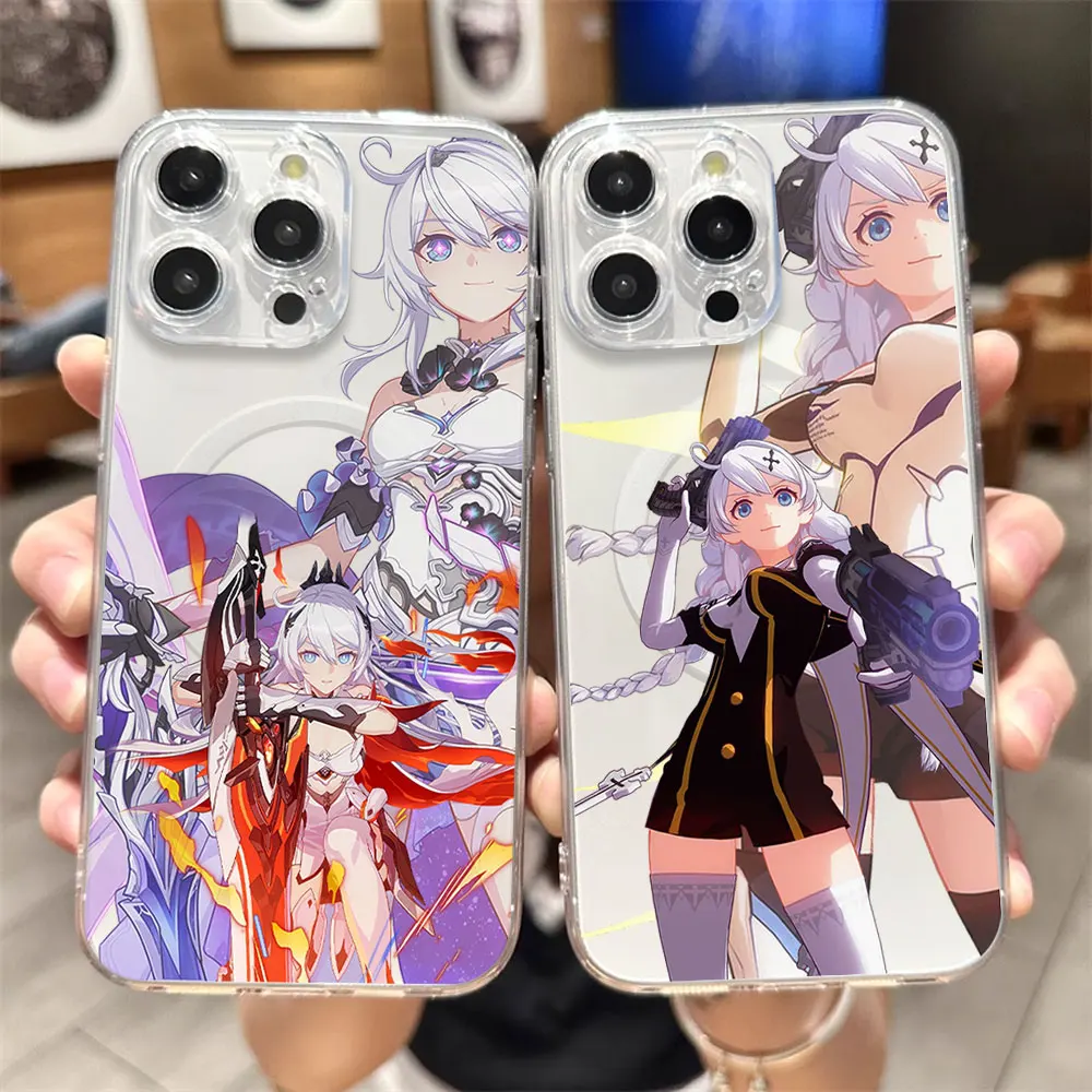 Honkai Impact 3rd Kiana Kaslana Phone Case for iPhone 12 11 13 14 15 16 Max Pro Plus Transparent Magsafe Magnetic Wireless Cover