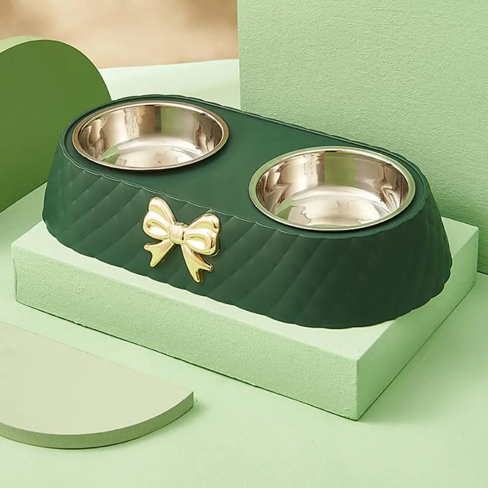

Cute Cat Water Bowl Smooth Edge Dog Food Bowl Double Bowl Cat Drinker Dog Feeder Store Food