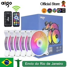 Aigo-AR12 화이트 120mm RGB 팬, 환풍기 PC 게이머 컴퓨터 케이스 키트 팬 냉각 쿨러 12cm 속도 조절 12V ARGB 팬
