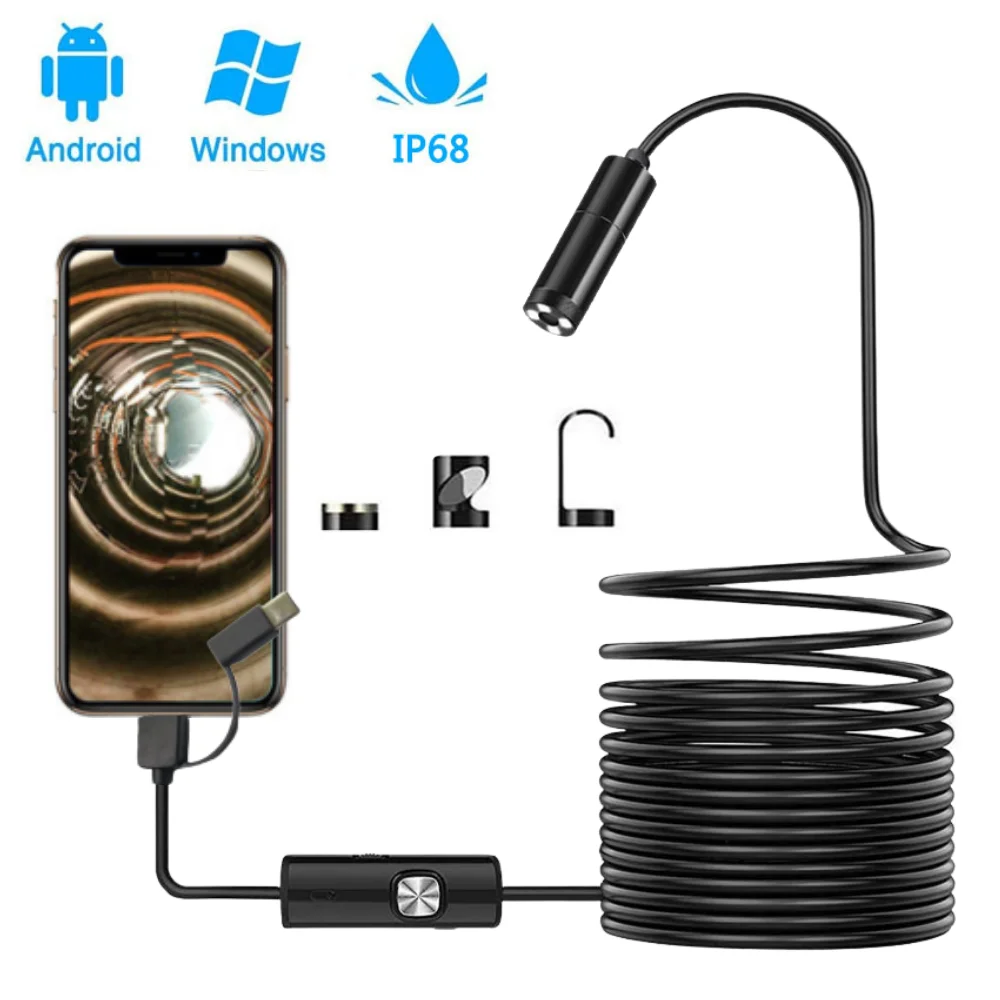 12 5 мм Автофокус эндоскоп камера рыболокатор 5MP HD IP68 водонепроницаемый USB бороскоп