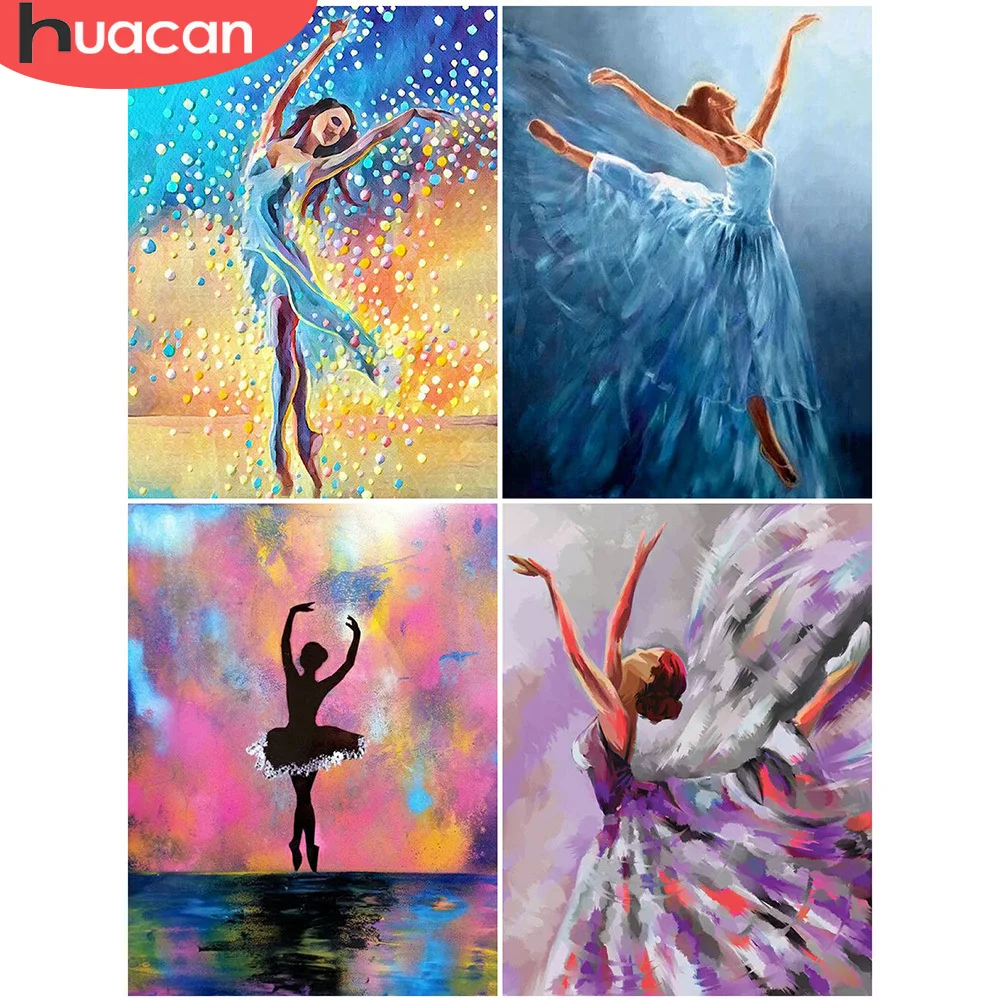 

Полная Алмазная картина HUACAN, вышивка балериной девушки, полный комплект, искусственное украшение, хобби, рукоделие