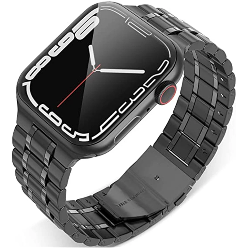 

Металлический сменный Браслет для Apple Watch, деловой браслет из нержавеющей стали для iWatch Band 7 6 SE 5 4 3, 45 мм 41 мм 44 мм 40 мм 42 мм 38 мм