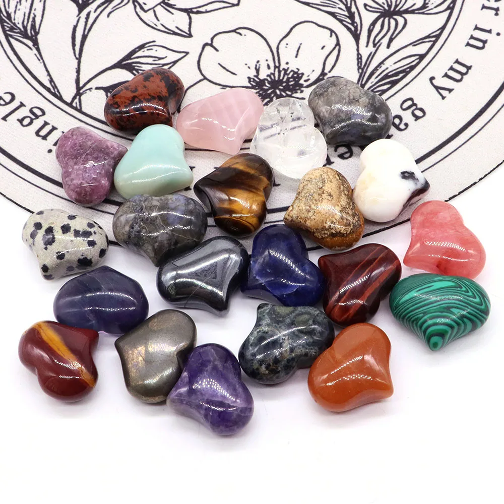 

25x20mm Mini Love Heart Shaped Natural Stones and Crystals Healing Reiki 7 Chakra Energy Home Decor Diy For Pendant Necklace