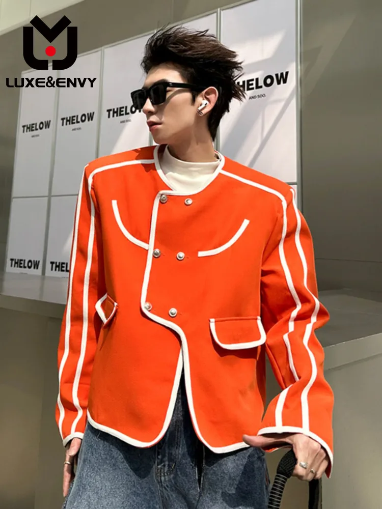 

Роскошное Мужское пальто люкс & ENVY с наплечниками, короткая стильная нишевая двубортная трендовая куртка на весну и осень, новинка 2023