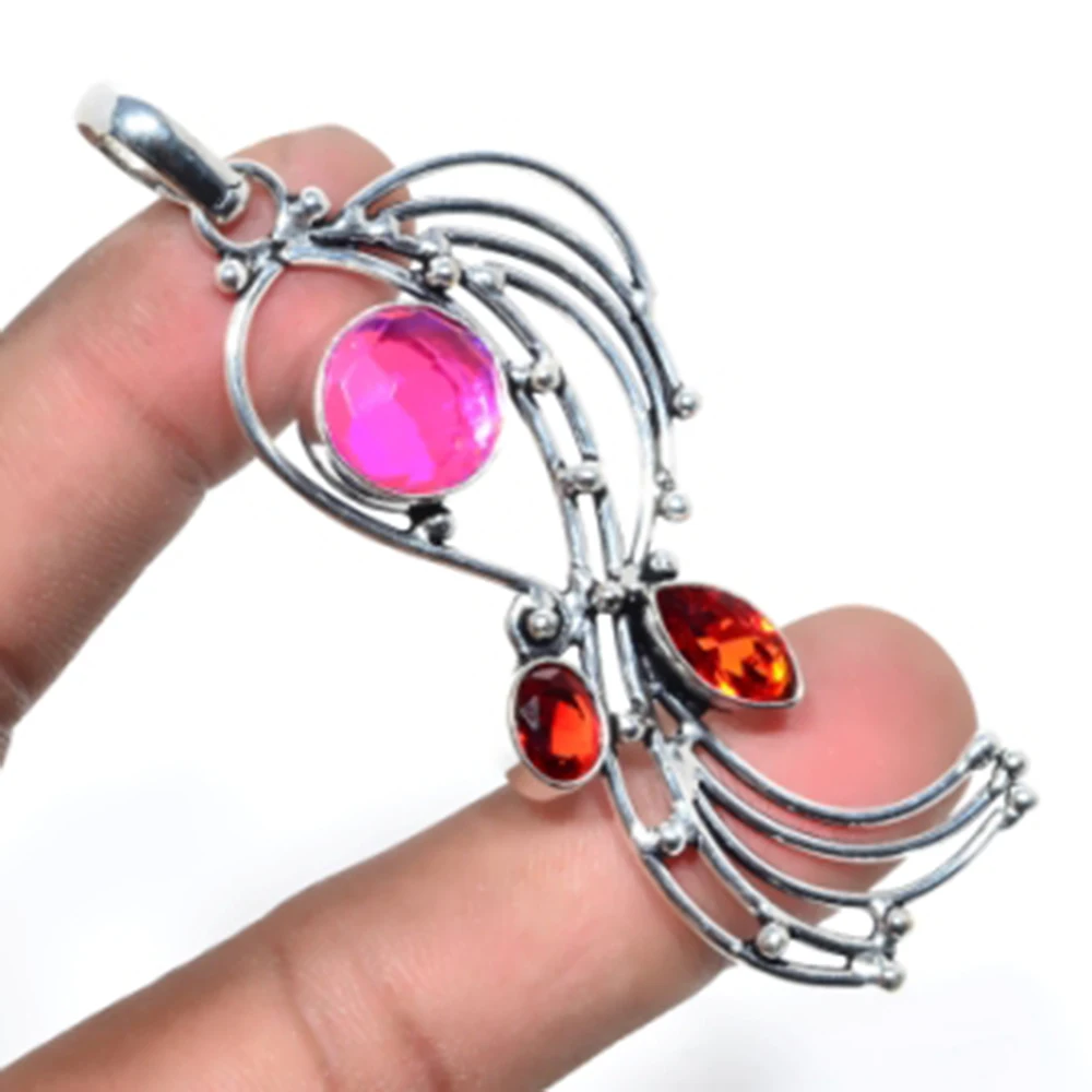 Радужные топсы, подвеска из наполнителя из меди, США, размер 75 мм, P5909