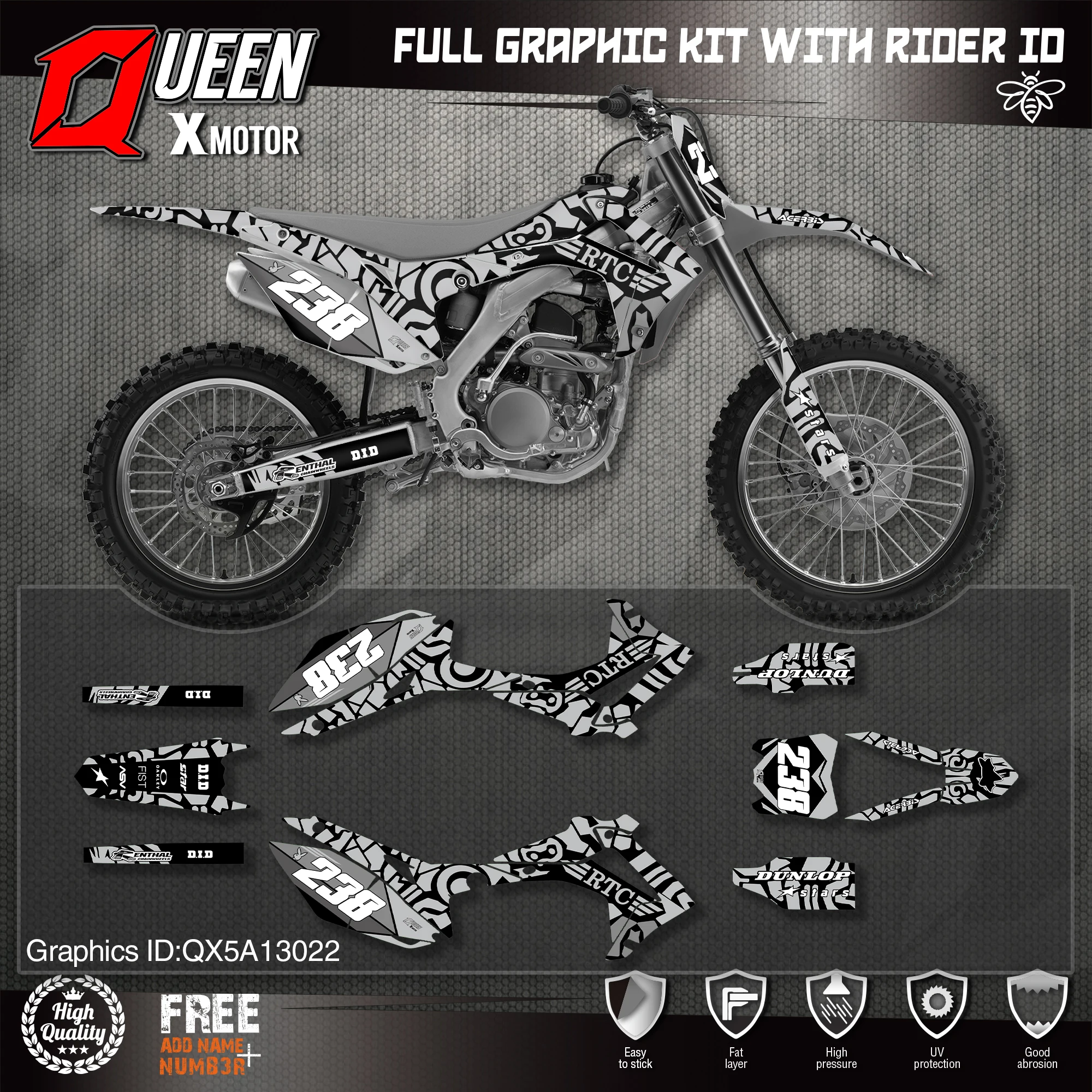 Набор наклеек QUEEN X MOTOR для HONDA 2014-2017 CRF250R 2013-2016 CRF450R 022 | Автомобили и мотоциклы