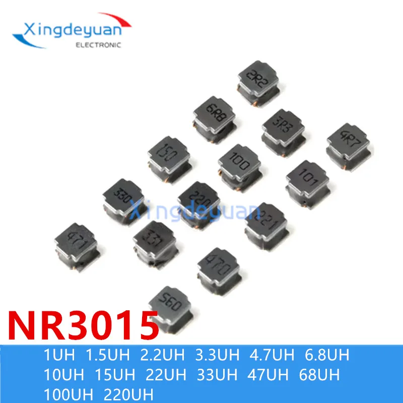 

50 шт., Проволочная обмотка индуктора SMD SWPA3015 NR3015 1.0uh/2.2uh/3.3uh/4.7UH.6.8UH1 0UH/22UH/47UH 68UH 100UH 3*3*1,5mm