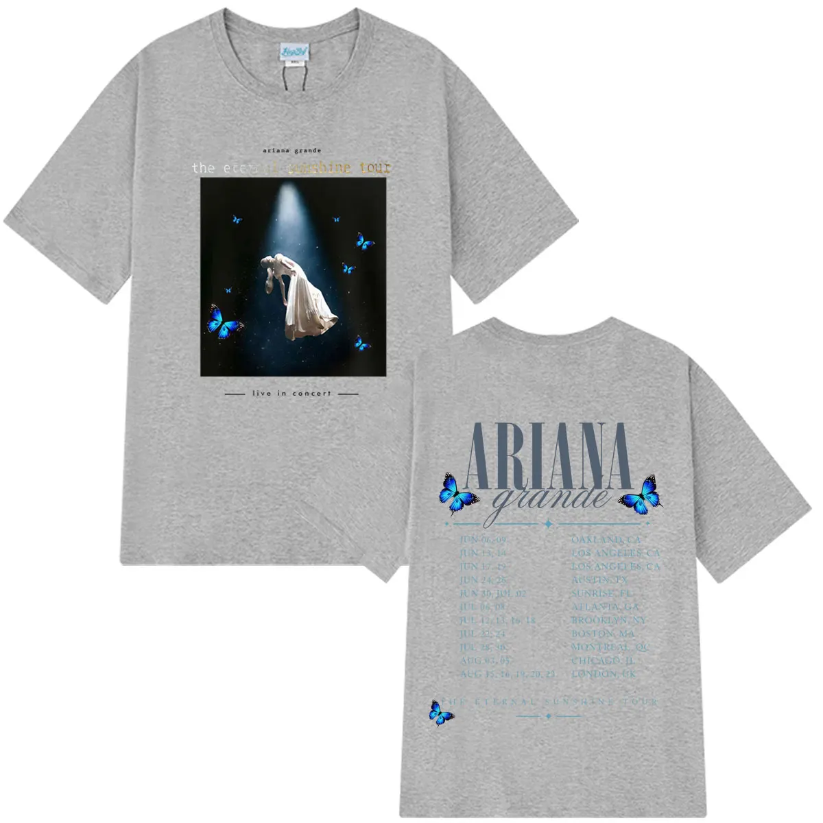 Фото Футболка с графическим принтом Ariana Grande Eternal Sunshine Tour 2026, мужская и женская винтажная модная футболка, летняя хлопковая футболка большого размера, топы №5