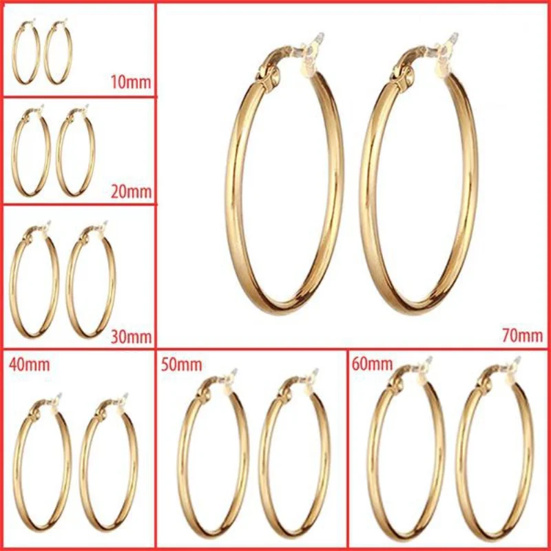 

Hoops Earrings Fashion Silver Color Earrings Stainless Steel Engagement Wedding Gold Color Earrings Gift Party Bride Jewelry Set