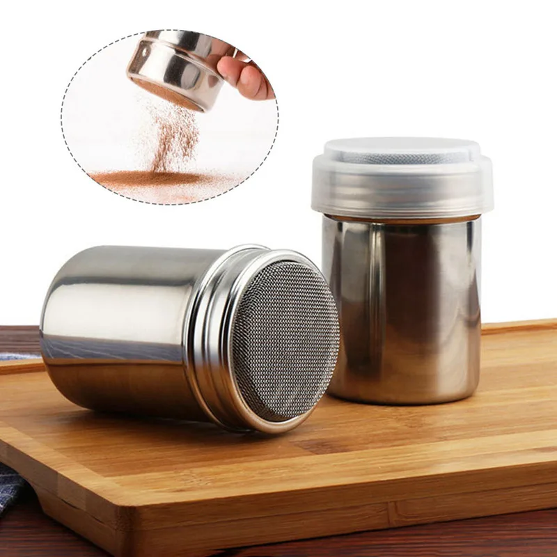 

Stainless Steel Chocolate Shaker Lid Icing Sugar Powder Mesh Sifter Cocoa Flour Coffee Sifter Spreading Tank Kitchen Accessories