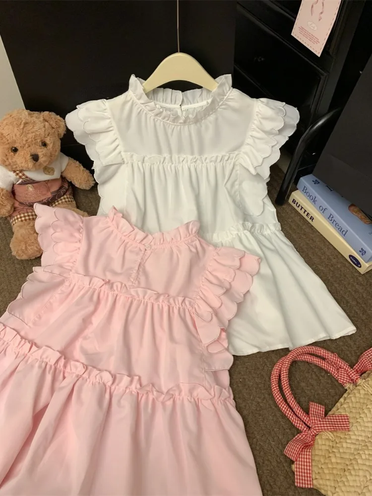 Женская блузка с оборками на воротнике милый укороченный топ в Корейском стиле