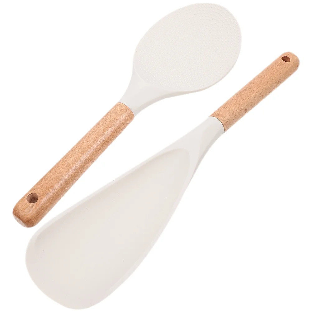 

2 Pcs Silicone Rice Spoon Reusable Scooper Safe Paddle Silica Gel Convenient Spatula Wear-resistant Kitchen