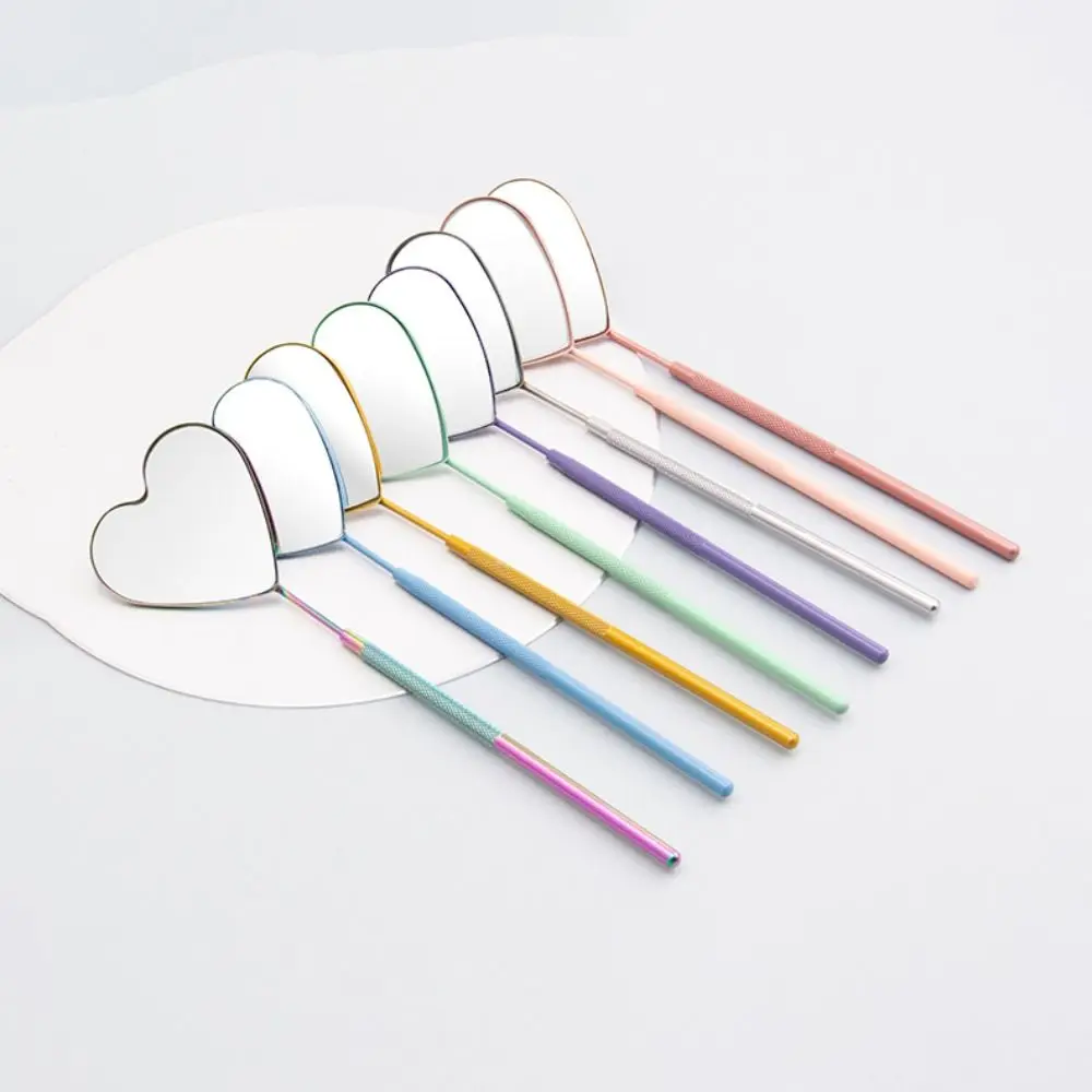 

Heart Shape Makeup Tool Magnifying Long Handle Mirror Cosmetic Mirror Eyelash Mirror Eyelashes Extension Supplies