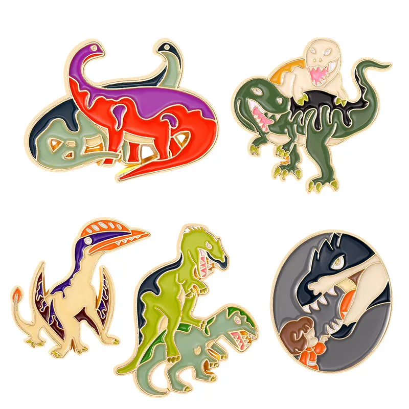

Dinosaur Enamel Pin Cartoon Animal Pattern Brooches Backpacks Clothing Accessories Metal Badges Jewelry Gift for Children