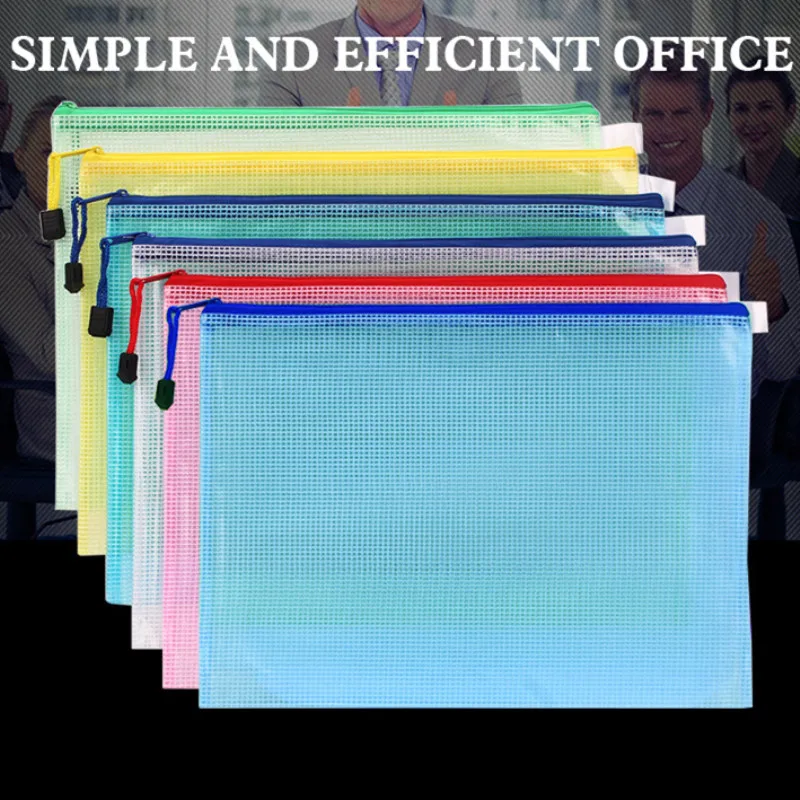 

5PCS A4 Grid Transparent Document Organizer PVC Zipper Stationery School Handle Paper Pouch File Organizer A3/A4/A5 Document Bag